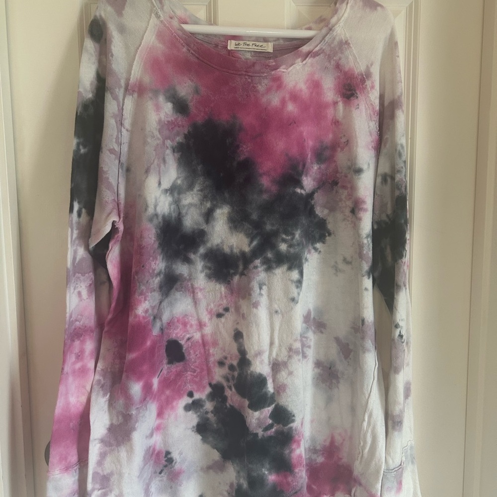 Free People -Dye Women's Top - Pink and Black. EUC
